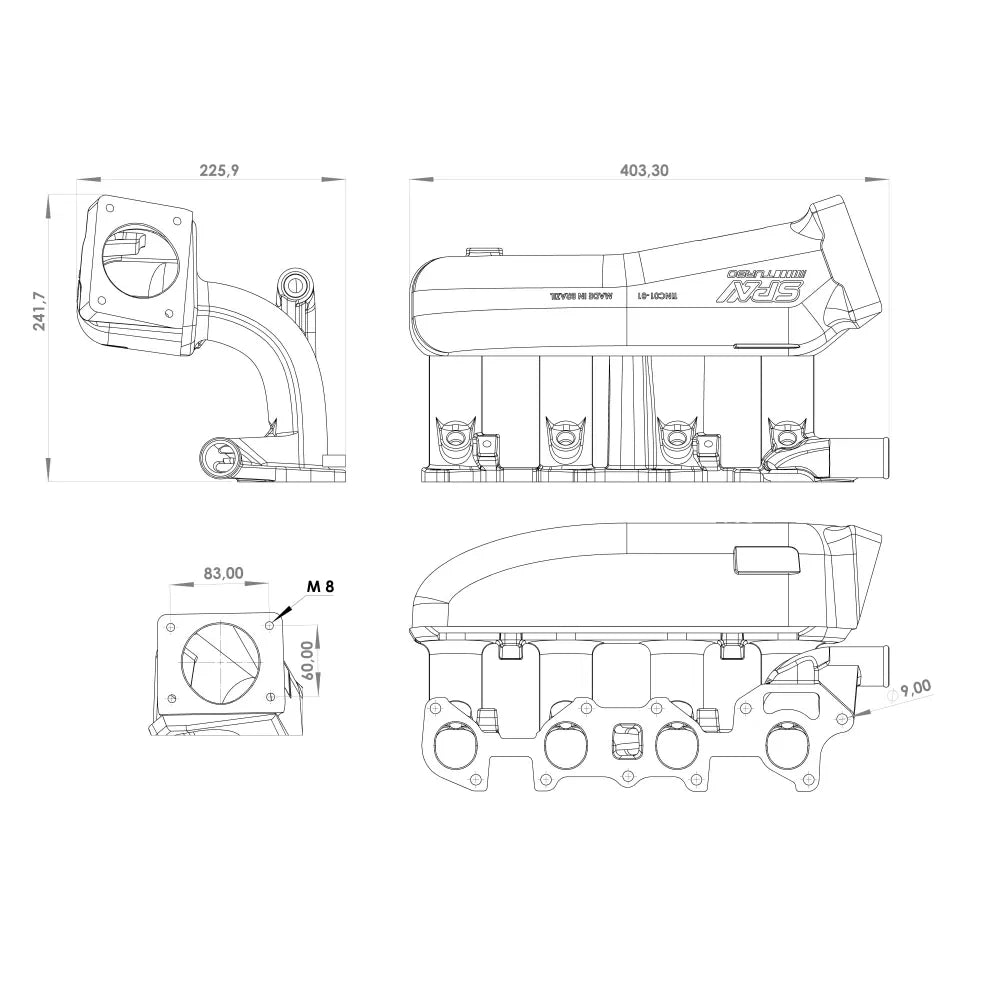 INTAKE MANIFOLD CHEVY CHEVETTE / PONTIAC T1000 / ACADIAN 1.4 / 1.6L TOWARD FRONT THROTTLE