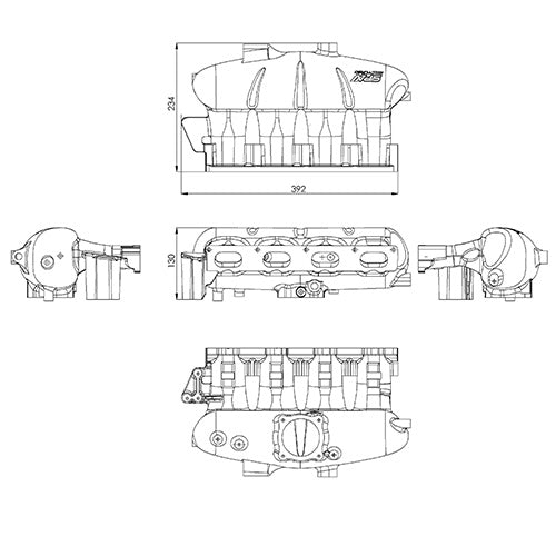 2.0L TSI / FSI T3 Twin Scroll Turbo Exhaust Manifold Transverse Engines + aluminum intake manifold - Black