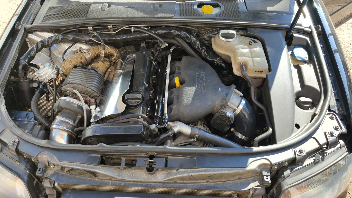 Cast Aluminum Intake Manifold for longitudinal VW/AUDI 1.8T with 4 injectors Fuel Rail Kit (OEM throttle) - PRE SALE