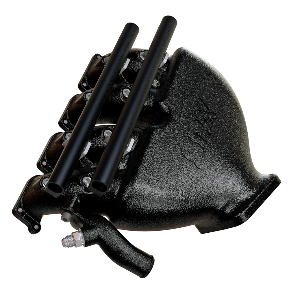 Cast Aluminum Intake Manifold for longitudinal VW/AUDI 1.8T with 8 injectors Fuel Rail Kit (OEM throttle) Black