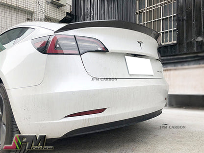 [JPMCarbon] V Style Carbon Fiber Trunk Spoiler Fits For 2017-2023 Tesla Model 3 Only
