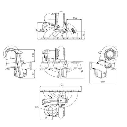 VW MKIV GTI T3 Twin Scroll Top Mount Turbo Manifold - EVOLUTION