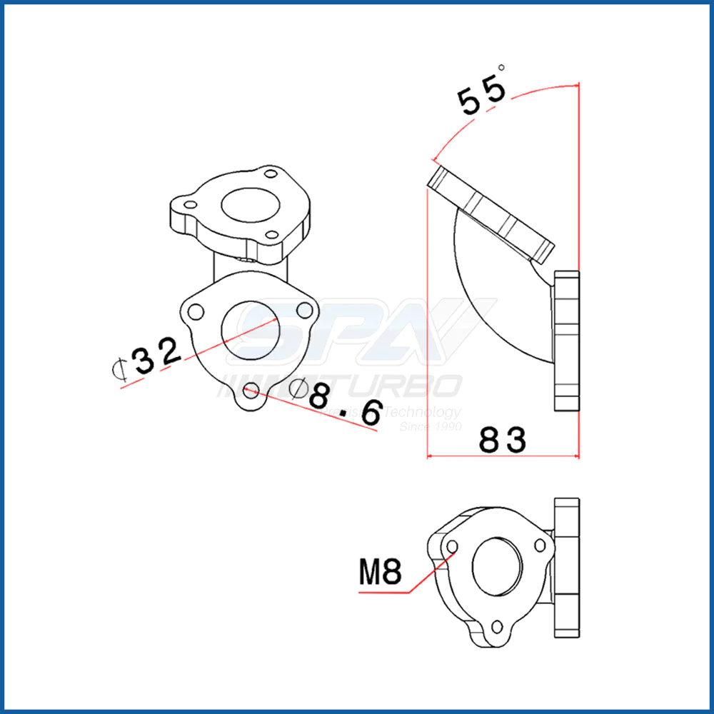 Turbo Manifold + 55 DEGREE L FITTING WASTEGATE MOUNT FOR VW MKIV 2.0 T3 Turbo