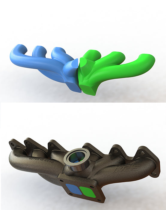 Toyota / Lexus 2JZ-GTE T4 High Performance Twin Scroll Turbo Manifold + intake manifold - 6 Injectors - Black
