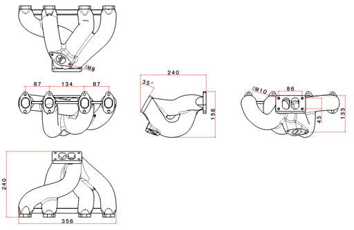 Audi 80 VW B5 1.9 TDI ADP 1.6L 8V T3 top mount twin scroll street turbo manifold - PRE SALE