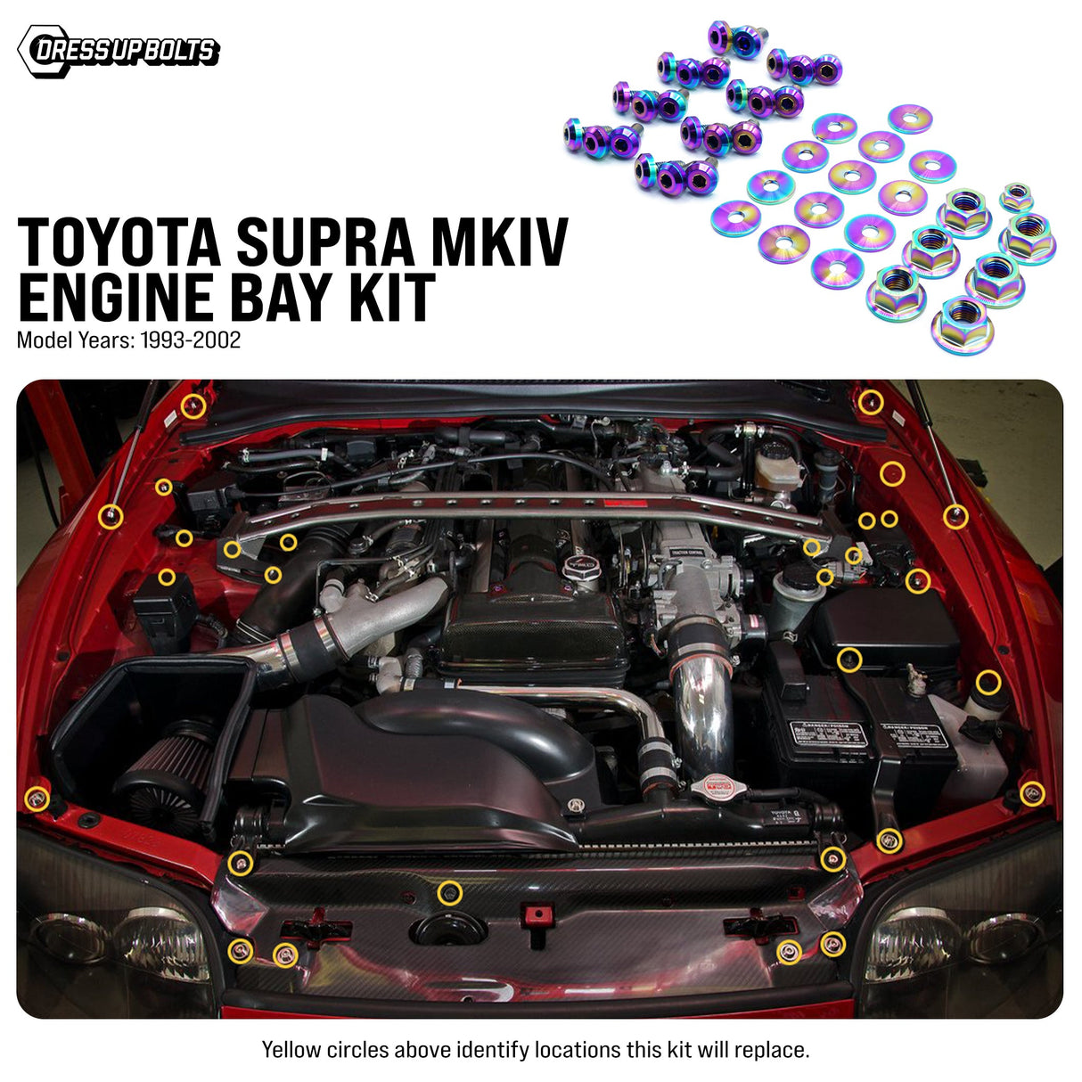Dress Up Bolts Titanium Engine Bay Kit - Toyota Supra MKIV (1993-2002)