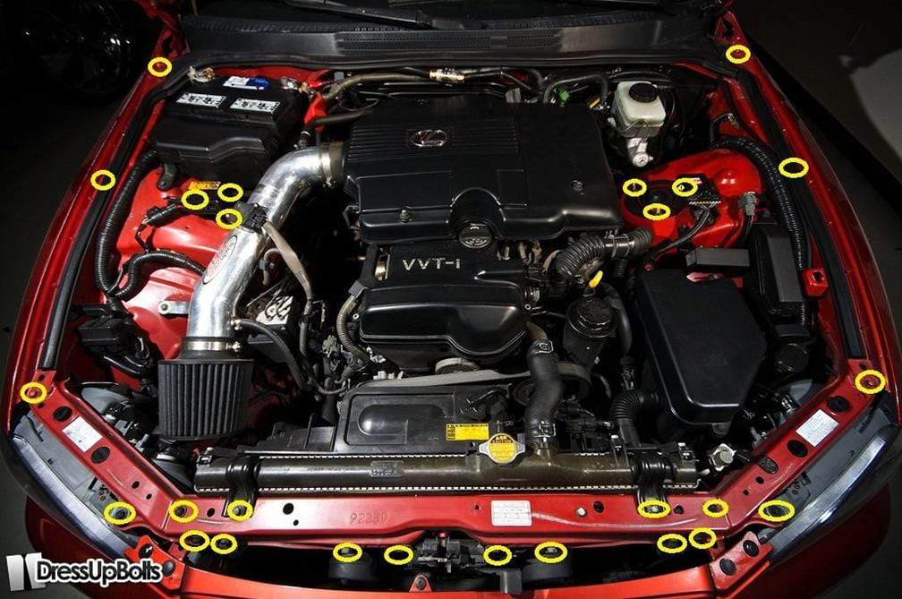 Lexus IS300 (1998-2005) Titanium Dress Up Bolts Partial Engine Bay Kit