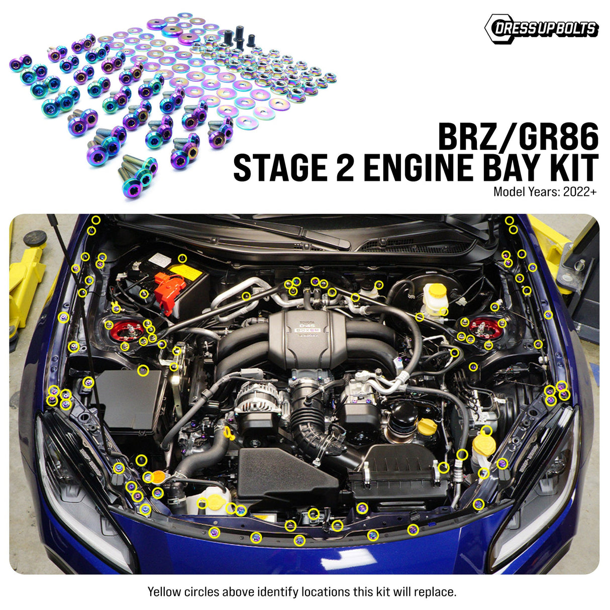 Dress Up Bolts Stage 2 Titanium Hardware Engine Bay Kit - Toyota GR86/Subaru BRZ (2022+)