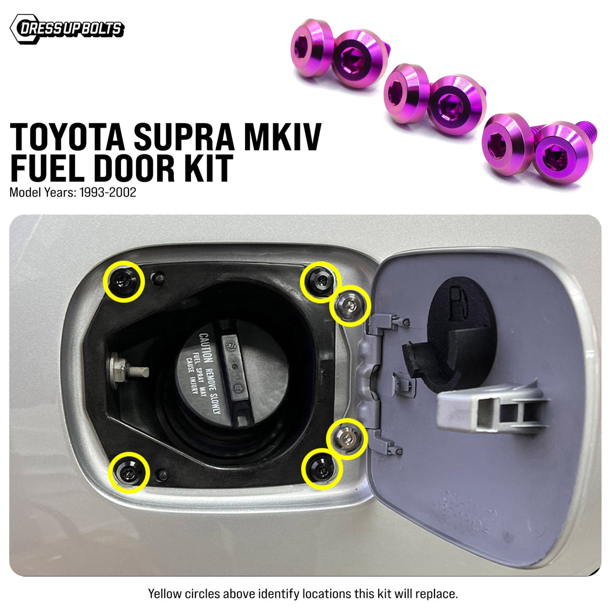 Dress Up Bolts Titanium Hardware Fuel Door Kit - Toyota Supra MKIV (1993-2002)