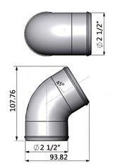 2.5” tight radius 45° elbow intake pipe - PRE SALE
