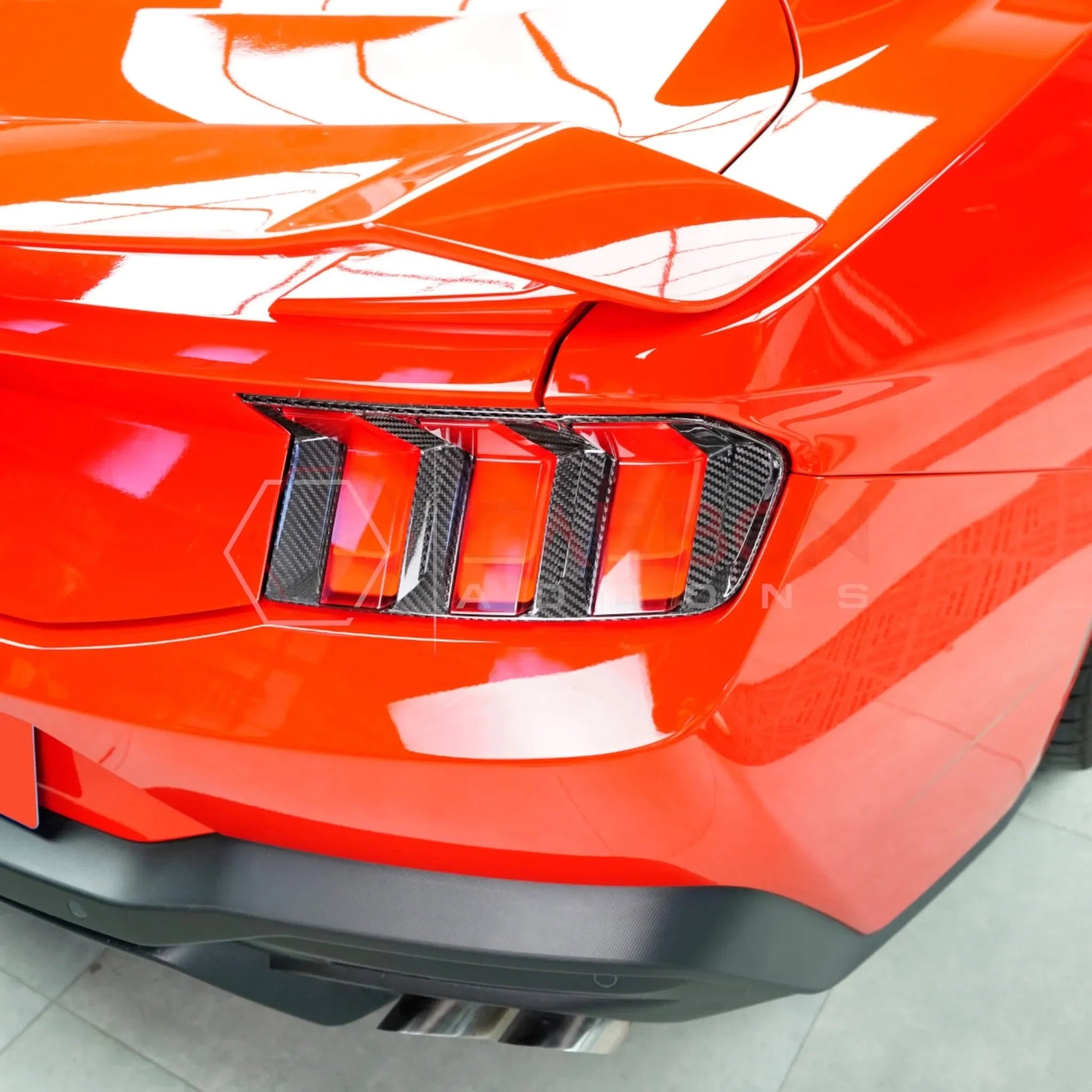 Real Carbon Fiber Taillight Trim Covers for 2024+ Ford Mustang