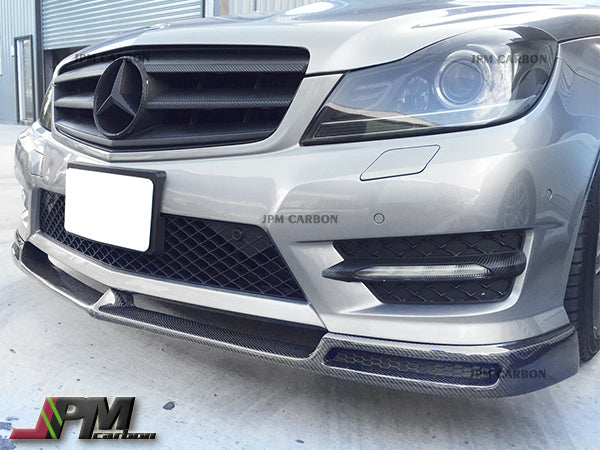 V Style Carbon Fiber Front Bumper Add-on Lip Fits For 2012-2014 Mercedes-Benz W204 C204 Facelift C-Class with AMG Sport Package Only