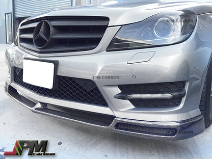 V Style Carbon Fiber Front Bumper Add-on Lip Fits For 2012-2014 Mercedes-Benz W204 C204 Facelift C-Class with AMG Sport Package Only
