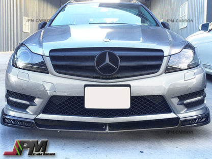 V Style Carbon Fiber Front Bumper Add-on Lip Fits For 2012-2014 Mercedes-Benz W204 C204 Facelift C-Class with AMG Sport Package Only