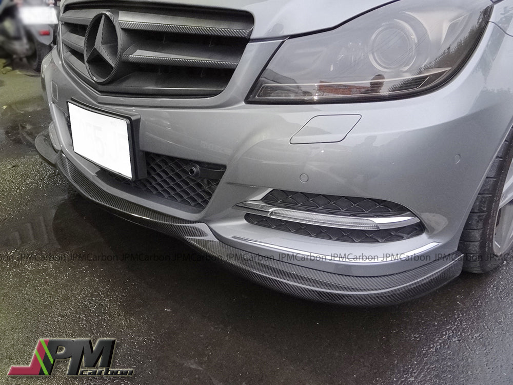 [JPMCarbon] GH Style Carbon Fiber Front Bumper Add-on Lip Fits For 2012-2014 Mercedes-Benz W204 C204 Facelift C-Class with Standard Package Only