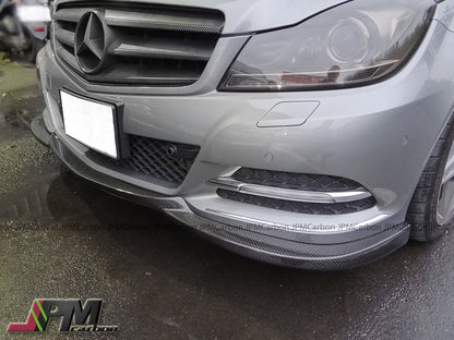 [JPMCarbon] GH Style Carbon Fiber Front Bumper Add-on Lip Fits For 2012-2014 Mercedes-Benz W204 C204 Facelift C-Class with Standard Package Only