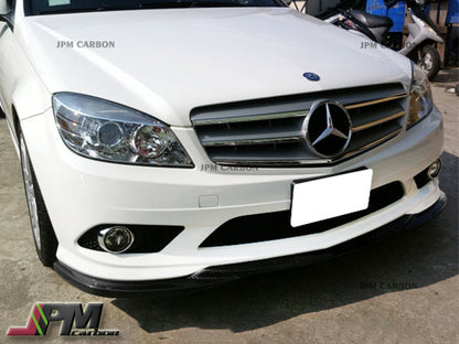 GH Style Carbon Fiber Front Bumper Add-on Lip Fits For 2008-2011 Mercedes-Benz W204 Pre-facelift C-Class Sedan with AMG Sport Package Only