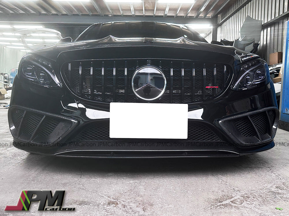[JPMCarbon] Carbon Fiber Front Bumper Vent Add-on Covers Fits For 2015-2018 Mercedes-Benz W205 Pre-facelift C-Class w/ AMG Sport Package