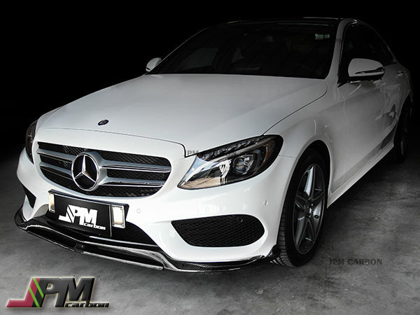 DP2 Style Carbon Fiber Front Bumper Add-on Cover Lip Fits For 2015-2018 Mercedes-Benz W205 Pre-facelift C-Class with AMG Sport Package Only