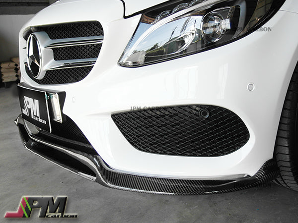 DP2 Style Carbon Fiber Front Bumper Add-on Cover Lip Fits For 2015-2018 Mercedes-Benz W205 Pre-facelift C-Class with AMG Sport Package Only