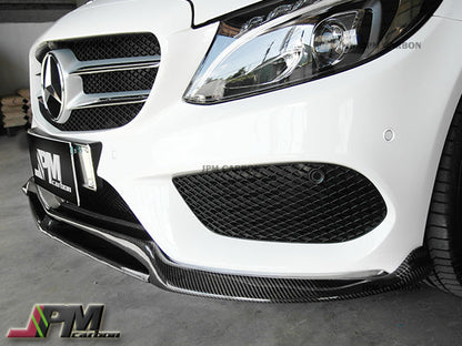 DP2 Style Carbon Fiber Front Bumper Add-on Cover Lip Fits For 2015-2018 Mercedes-Benz W205 Pre-facelift C-Class with AMG Sport Package Only