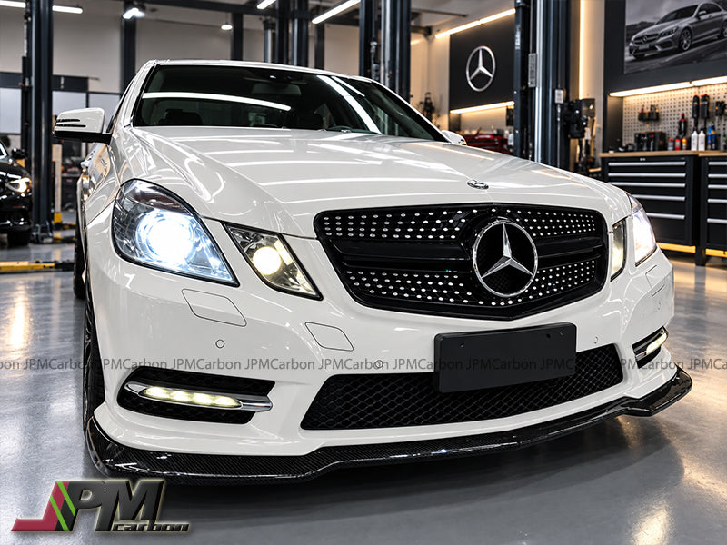 CS Style Carbon Fiber Front Bumper Add-on Lip Fits For 2010-2013 Mercedes-Benz W212 Pre-facelift E-Class with AMG Sport Package Only
