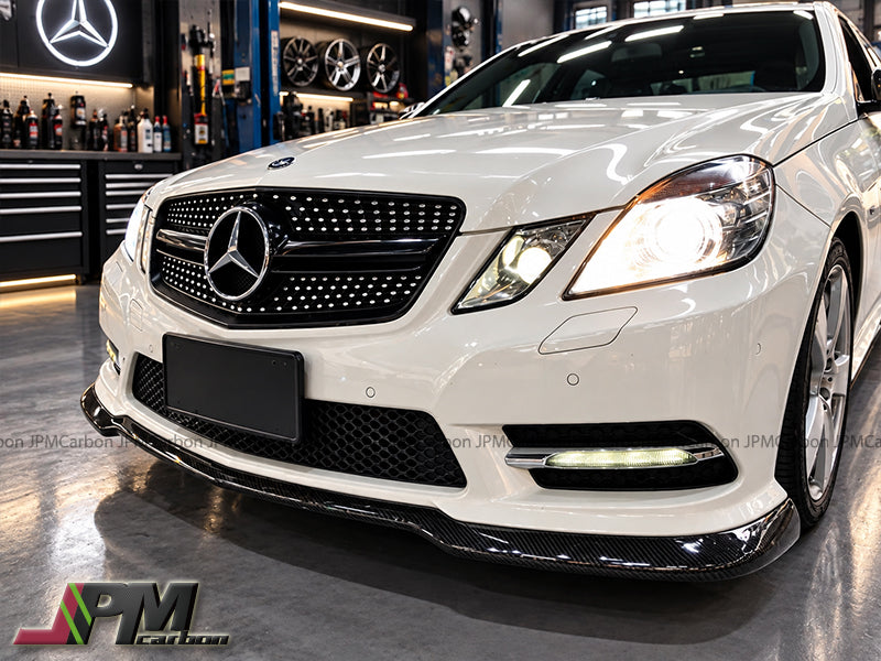 CS Style Carbon Fiber Front Bumper Add-on Lip Fits For 2010-2013 Mercedes-Benz W212 Pre-facelift E-Class with AMG Sport Package Only