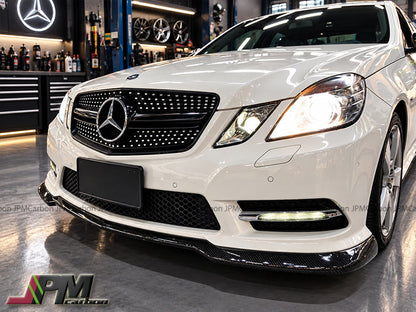 CS Style Carbon Fiber Front Bumper Add-on Lip Fits For 2010-2013 Mercedes-Benz W212 Pre-facelift E-Class with AMG Sport Package Only