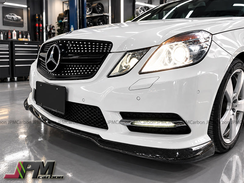 CS Style Carbon Fiber Front Bumper Add-on Lip Fits For 2010-2013 Mercedes-Benz W212 Pre-facelift E-Class with AMG Sport Package Only