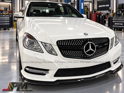 CS Style Carbon Fiber Front Bumper Add-on Lip Fits For 2010-2013 Mercedes-Benz W212 Pre-facelift E-Class with AMG Sport Package Only