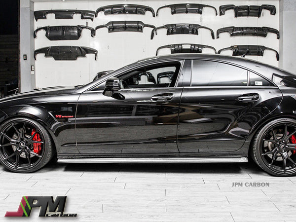 DP Style Carbon Fiber Side Skirt Lips Fits For 2011-2014 Mercedes-Benz W218 Pre-Facelift CLS-Class with AMG Sport Package Only