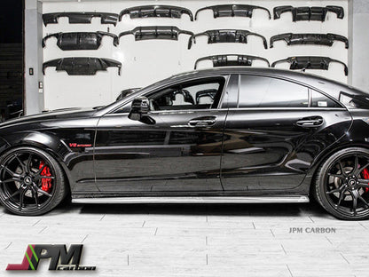 DP Style Carbon Fiber Side Skirt Lips Fits For 2011-2014 Mercedes-Benz W218 Pre-Facelift CLS-Class with AMG Sport Package Only