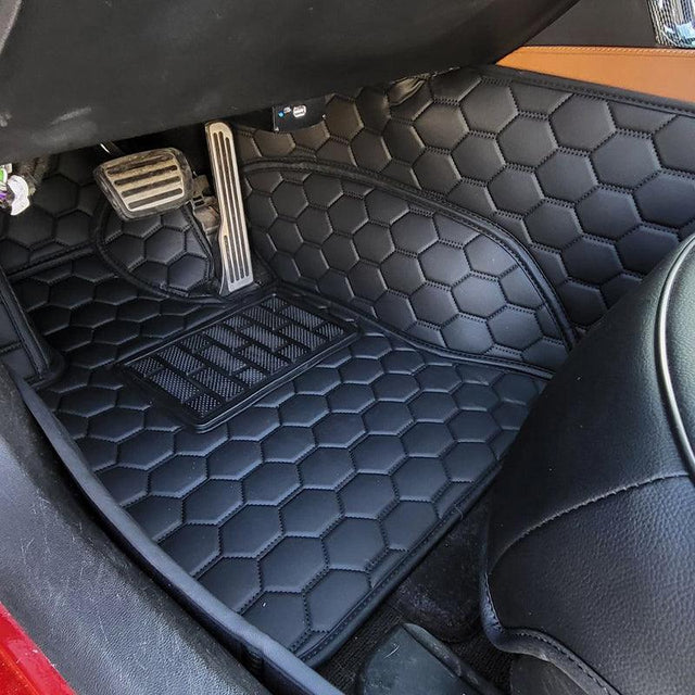 Corvette C7 Custom Premium Honeycomb Leather Floor Mat Liners