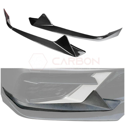 C8 Corvette Carbon Fiber Front Bumper Lower Side Bellow Grill Accent Trims