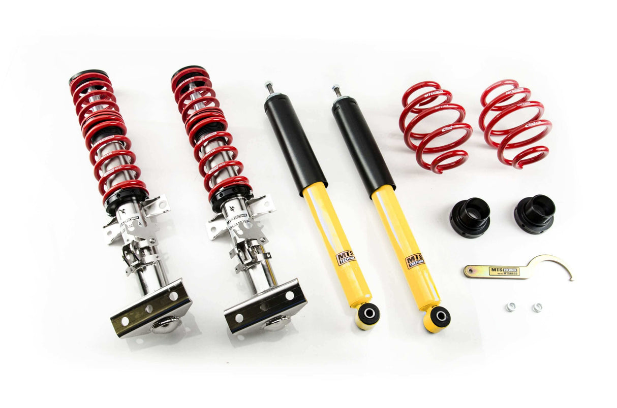 MTS Technik Street Series Coilover Kit - Without Front and Rear Top Mount, Inox Housing for 1995-2002 BMW 318ti (E36)