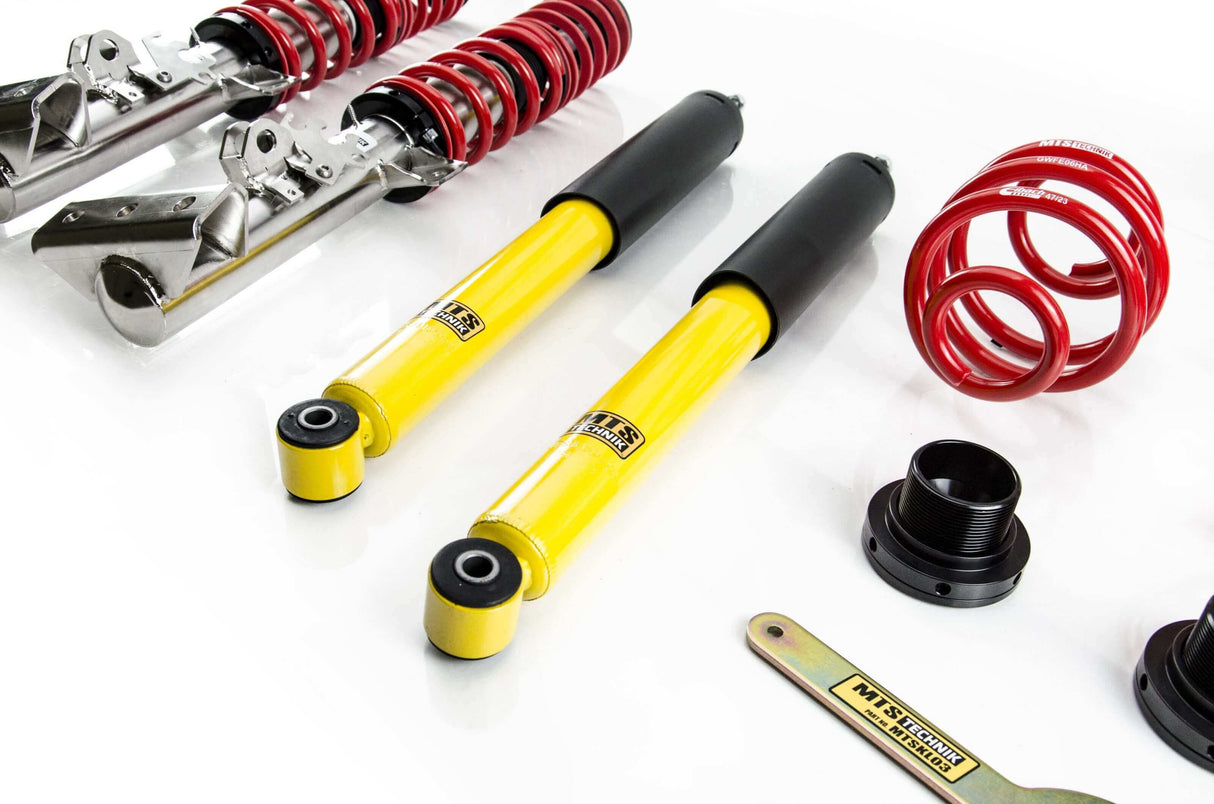 MTS Technik Street Series Coilover Kit - Without Front and Rear Top Mount, Inox Housing for 1995-2002 BMW 318ti (E36)