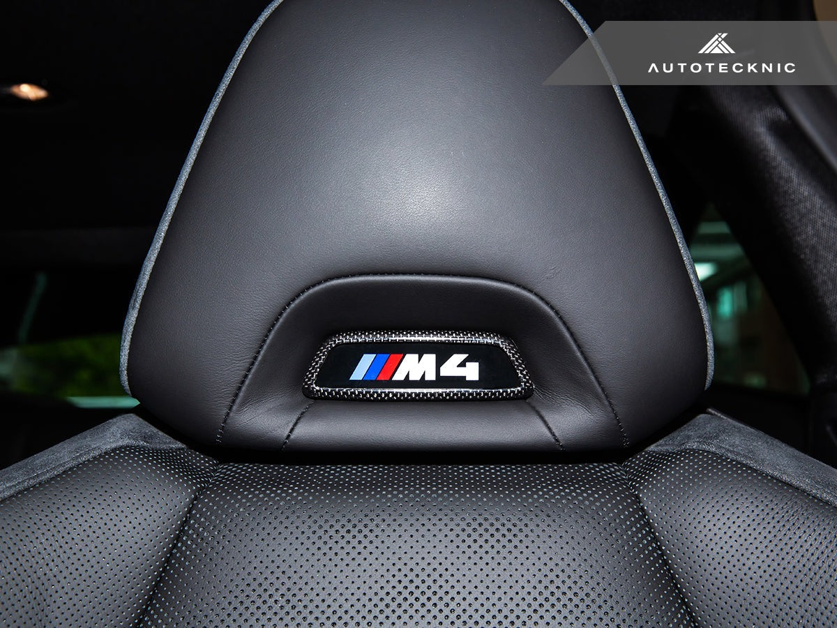AutoTecknic Dry Carbon Front Seat Illuminated Emblem Surround Set - BMW M