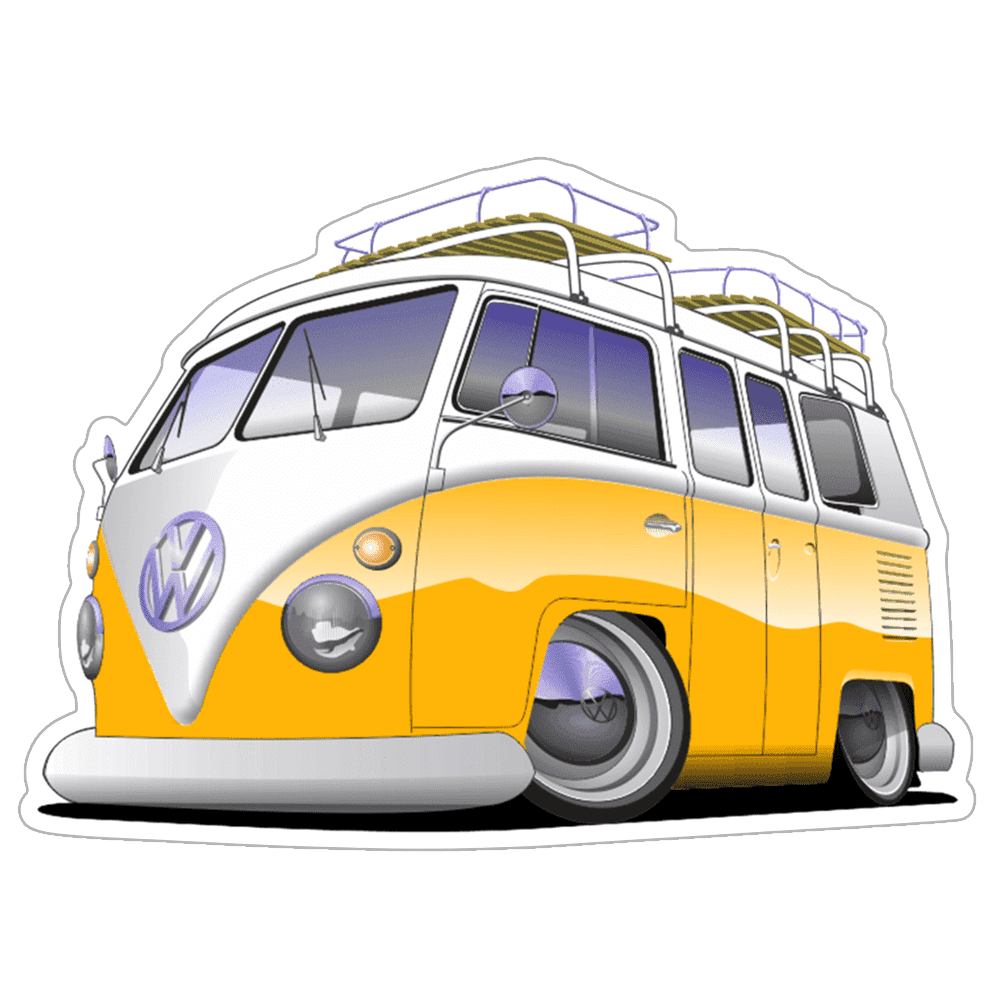 VW 3D-Bus / Van Car Vinyl Decal / Sticker, 4" x 2.9"