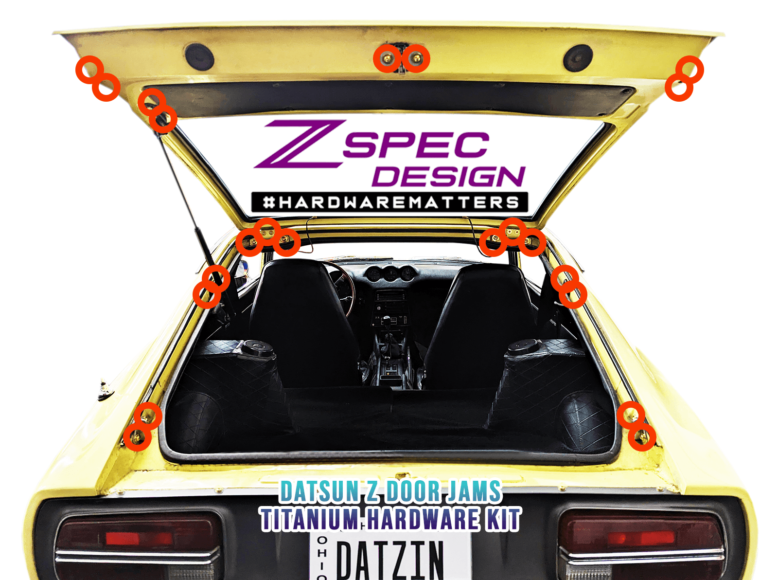 ZSPEC Dress Up Bolts® Fastener Kit, Trunk/Hatch-Area for Datsun 240/260/280z S30, Titanium