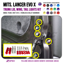 ZSPEC Trunk-Area Fastener Kit for '07-13 Mitsubishi Lancer EVO 10, Stainless & Billet
