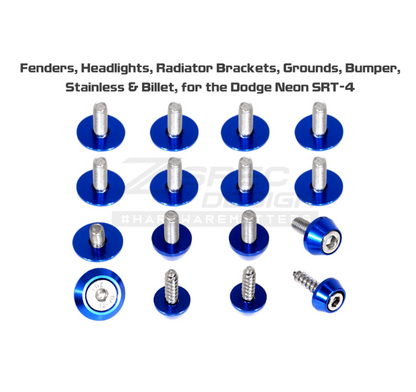 ZSPEC Fenders-Headlights-Bumper-Rad-Brackets Fasteners for '03-05 Dodge Neon SRT-4, Stainless & Billet