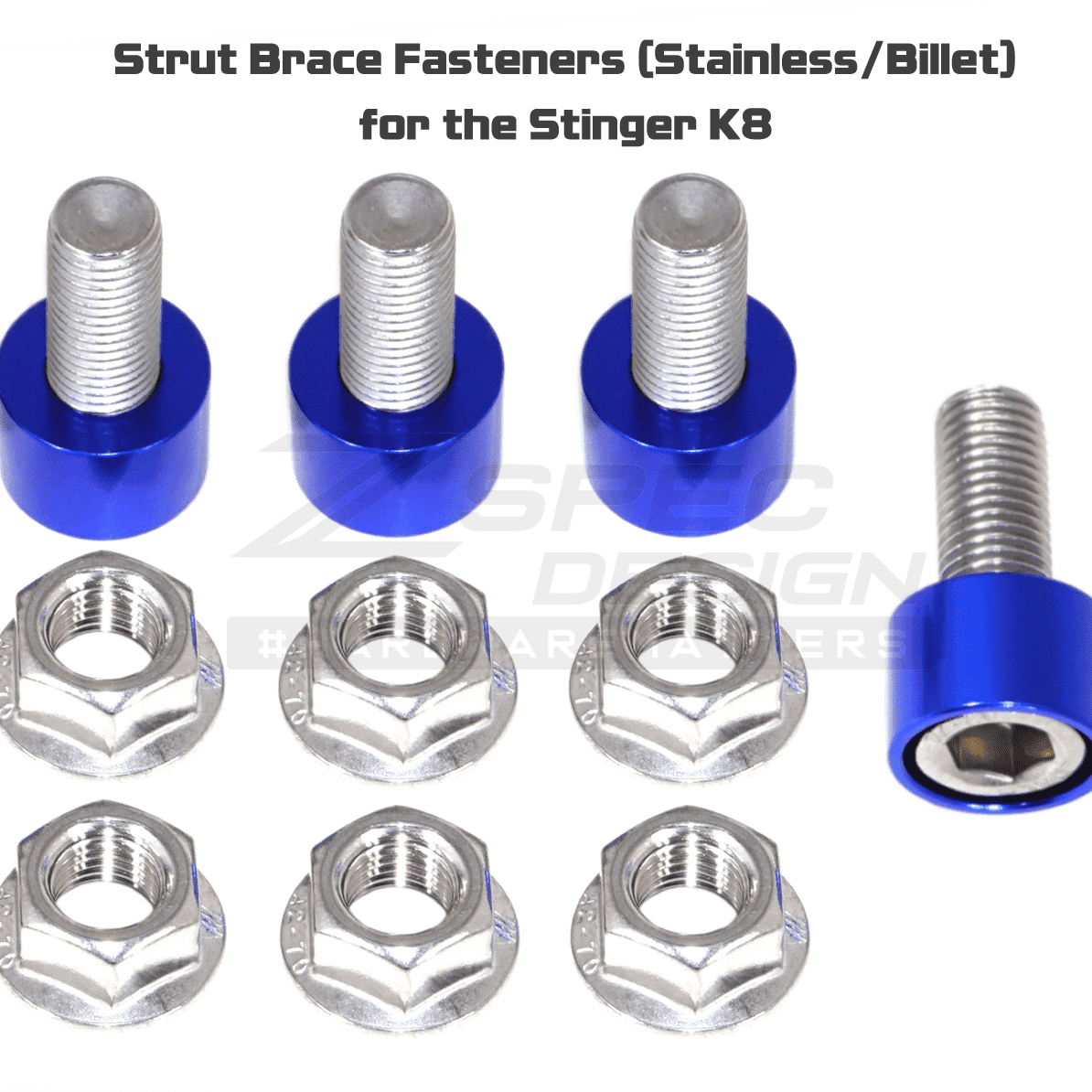 ZSPEC Struts & Struts Tower Brace Fastener Kit for '18+ Stinger GT K8, Stainless & Billet