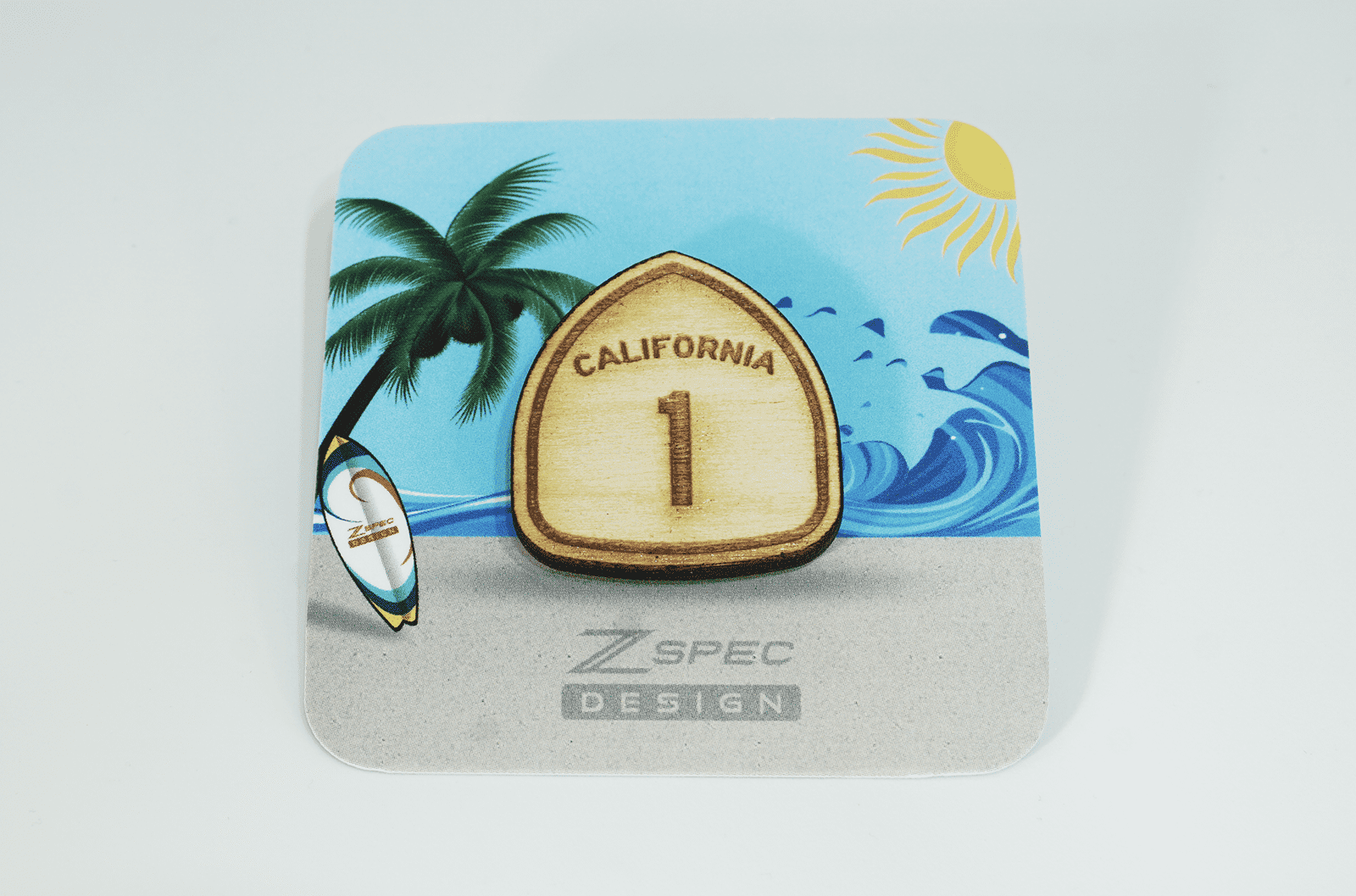 ZSPEC Pacific Coast Highway (PCH) Route 1 Wooden Lapel/Hat Pin