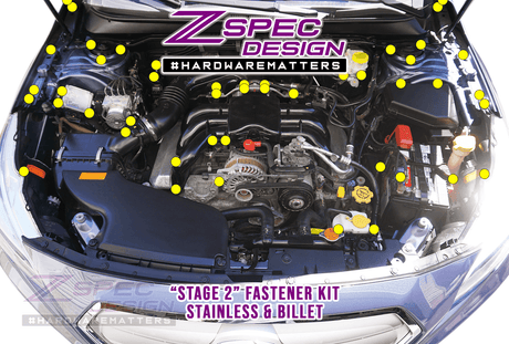 ZSPEC "Stage 1" Dress Up Bolts® Fastener Kit for '16-21 Subaru Legacy 3.6L, Stainless & Billet