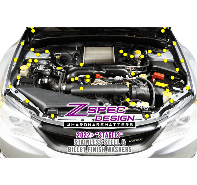 ZSPEC Stage-3 Dress Up Bolts® Fastener Kit for '08-14 Subaru WRX & STi, Stainless & Billet