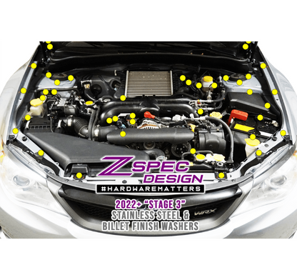 ZSPEC Stage-3 Dress Up Bolts® Fastener Kit for '08-14 Subaru WRX & STi, Stainless & Billet