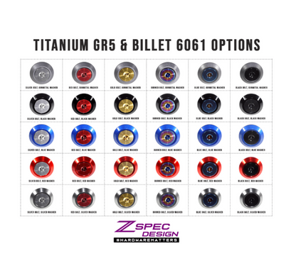 ZSPEC Convertible Deck Catch Fasteners for '93-96 Nissan 300zx, Titanium & Billet