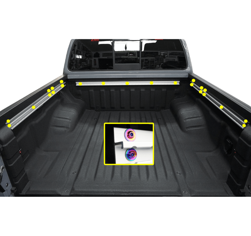 ZSPEC Utili-Track Sides & Rear Fastener Kit for '05+ Nissan Frontier D40/D41, Titanium