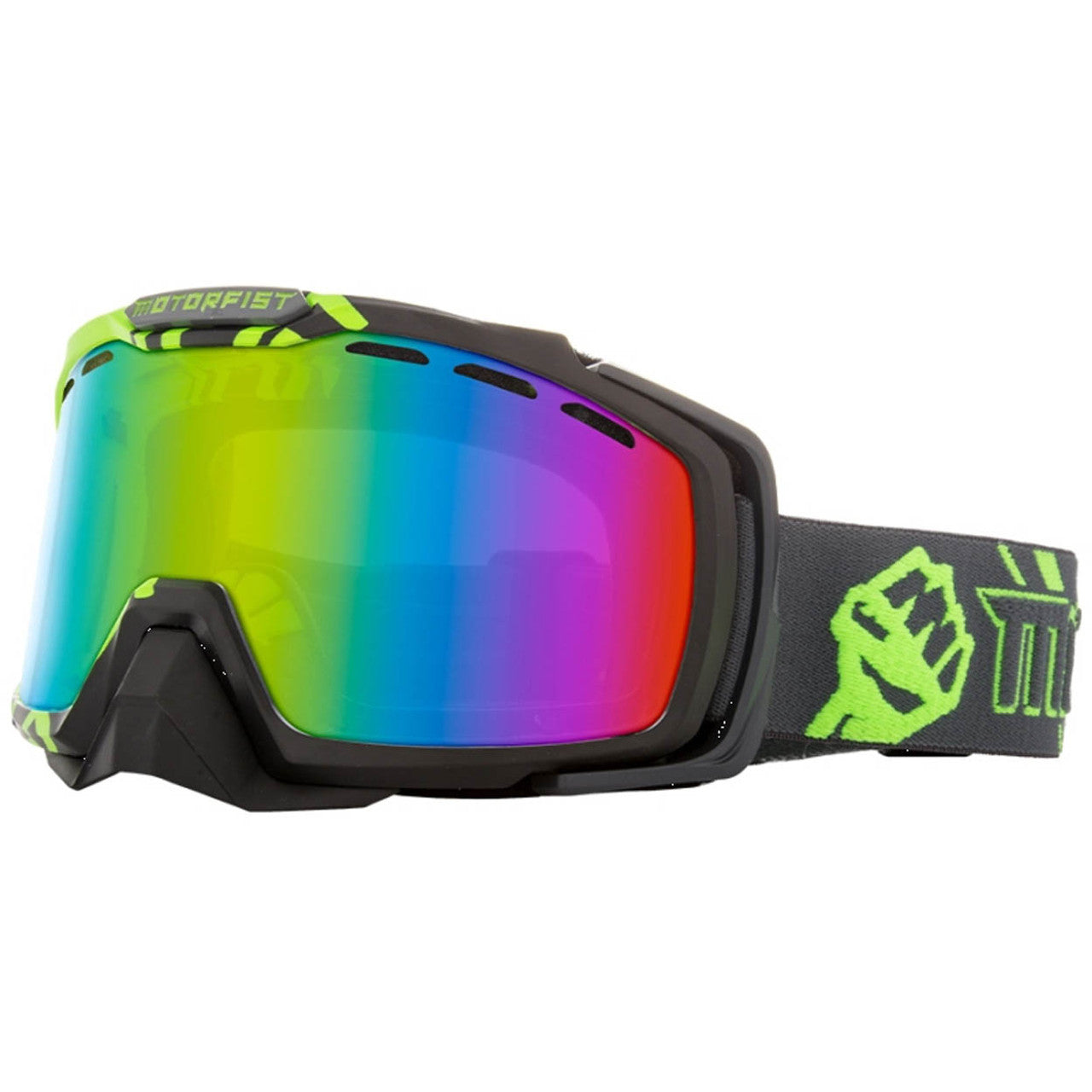 MOTORFIST OCTANE 110 GOGGLE - HI-VIS - GREEN MIRRORED TANGERINE