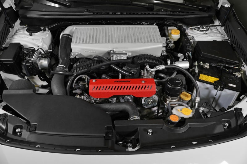 Perrin [22-25 WRX] Pulley Cover | Short Version - Works w/AOS System - Red | PSP-ENG-154RD